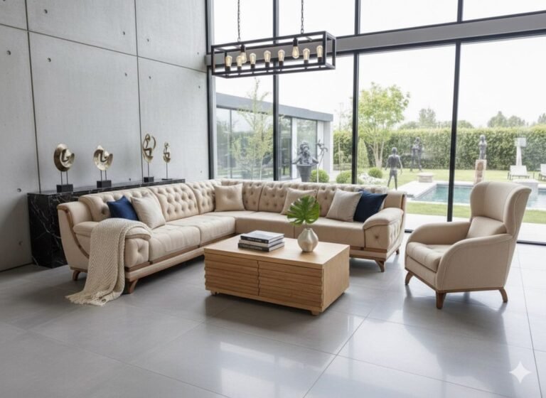 طقم كنب زاويه محلي (ليا)قياس 5.5سم