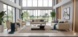 طقم كنب محلي (محزز برميل) 7 مقاعد